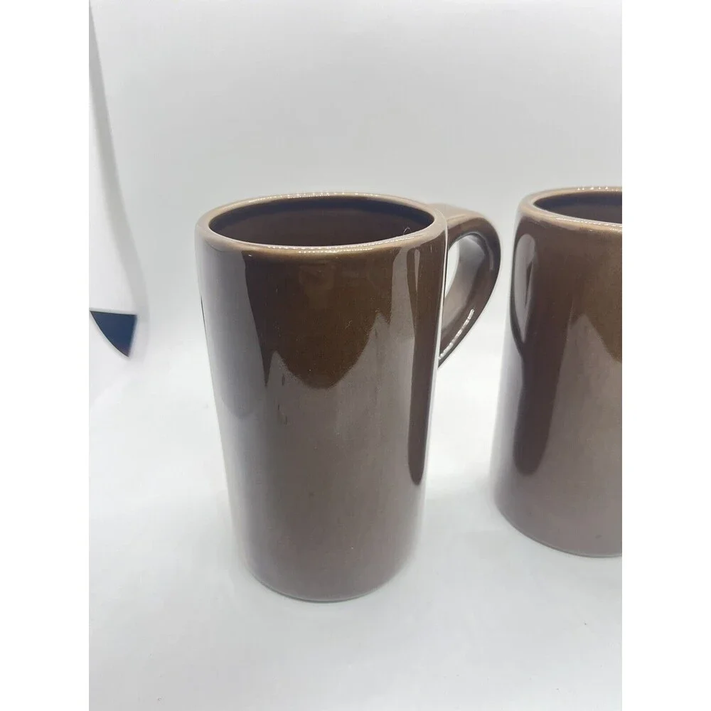 Pottery Barn Studio Mugs by Barbara Eigen Tall Coffee Mugs Set of 2 Brown